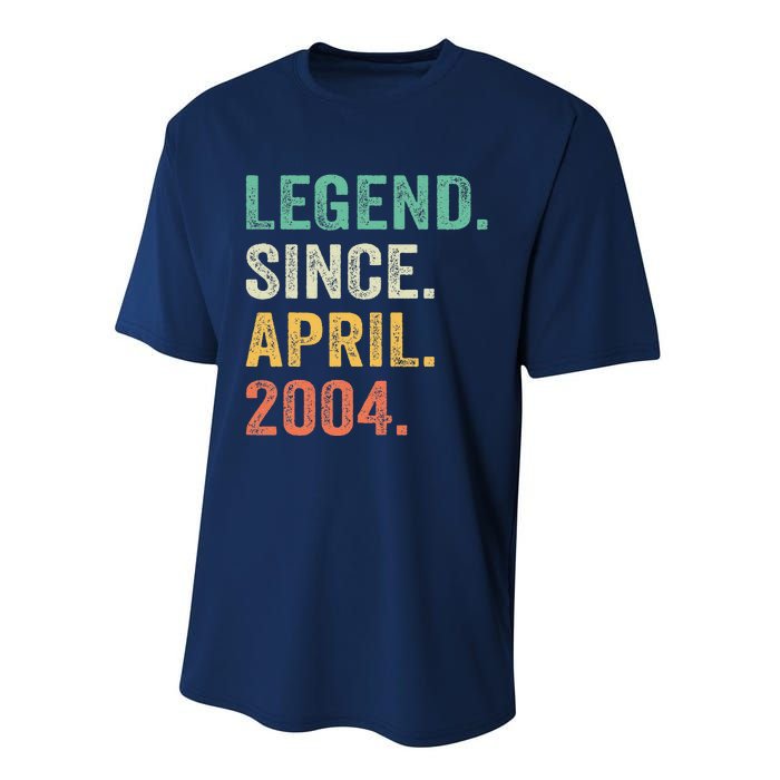 Legend Since April 2004 20th Birthday Gifts Boy 20 Years Old Performance Sprint T-Shirt