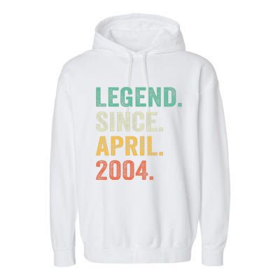 Legend Since April 2004 20th Birthday Gifts Boy 20 Years Old Garment-Dyed Fleece Hoodie