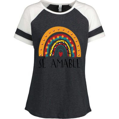 Lp0y Se Amable Rainbow Maestra Spanish Teacher Appreciation Great Gift Enza Ladies Jersey Colorblock Tee