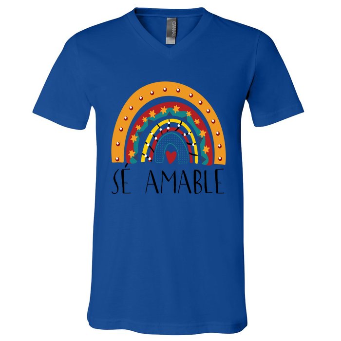 Lp0y Se Amable Rainbow Maestra Spanish Teacher Appreciation Great Gift V-Neck T-Shirt