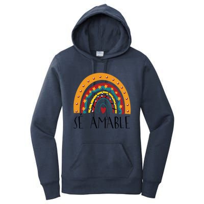 Lp0y Se Amable Rainbow Maestra Spanish Teacher Appreciation Great Gift Women's Pullover Hoodie