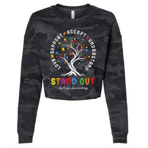 Love Support Accept Understand Autism Awareness Autistic Cropped Pullover Crew