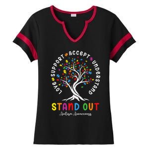 Love Support Accept Understand Autism Awareness Autistic Ladies Halftime Notch Neck Tee