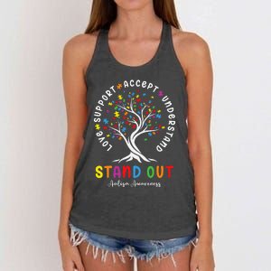 Love Support Accept Understand Autism Awareness Autistic Women's Knotted Racerback Tank