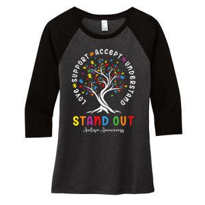 Love Support Accept Understand Autism Awareness Autistic Women's Tri-Blend 3/4-Sleeve Raglan Shirt