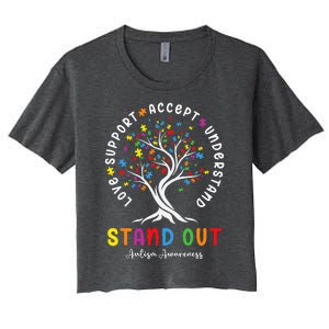 Love Support Accept Understand Autism Awareness Autistic Women's Crop Top Tee