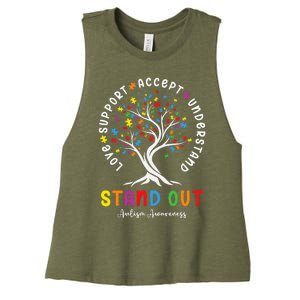 Love Support Accept Understand Autism Awareness Autistic Women's Racerback Cropped Tank