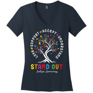 Love Support Accept Understand Autism Awareness Autistic Women's V-Neck T-Shirt