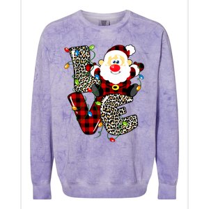 Love S Anta Claus B Uffalo Plaid R Ed Leopard Christmas Gift Colorblast Crewneck Sweatshirt