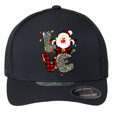 Love S Anta Claus B Uffalo Plaid R Ed Leopard Christmas Gift Flexfit Unipanel Trucker Cap