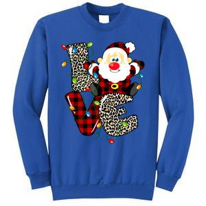 Love S Anta Claus B Uffalo Plaid R Ed Leopard Christmas Gift Sweatshirt