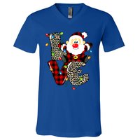 Love S Anta Claus B Uffalo Plaid R Ed Leopard Christmas Gift V-Neck T-Shirt