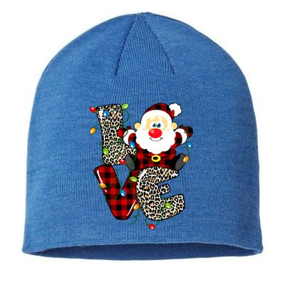 Love S Anta Claus B Uffalo Plaid R Ed Leopard Christmas Gift Sustainable Beanie