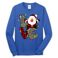 Love S Anta Claus B Uffalo Plaid R Ed Leopard Christmas Gift Tall Long Sleeve T-Shirt