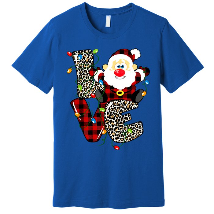 Love S Anta Claus B Uffalo Plaid R Ed Leopard Christmas Gift Premium T-Shirt