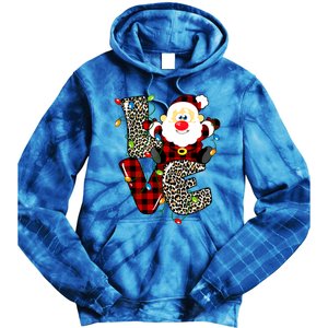 Love S Anta Claus B Uffalo Plaid R Ed Leopard Christmas Gift Tie Dye Hoodie