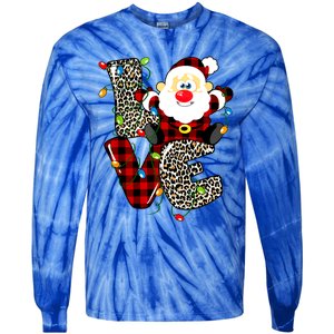 Love S Anta Claus B Uffalo Plaid R Ed Leopard Christmas Gift Tie-Dye Long Sleeve Shirt