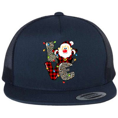 Love S Anta Claus B Uffalo Plaid R Ed Leopard Christmas Gift Flat Bill Trucker Hat