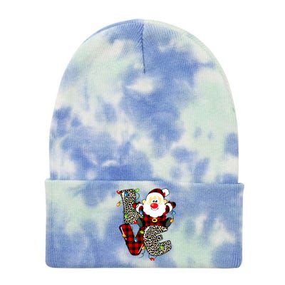 Love S Anta Claus B Uffalo Plaid R Ed Leopard Christmas Gift Tie Dye 12in Knit Beanie