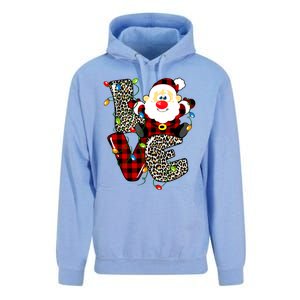 Love S Anta Claus B Uffalo Plaid R Ed Leopard Christmas Gift Unisex Surf Hoodie