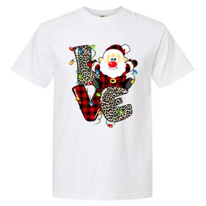 Love S Anta Claus B Uffalo Plaid R Ed Leopard Christmas Gift Garment-Dyed Heavyweight T-Shirt