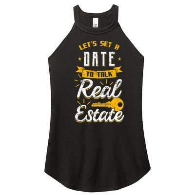 Lets Set A Date To Talk Real Estate Agent Broker Women’s Perfect Tri Rocker Tank