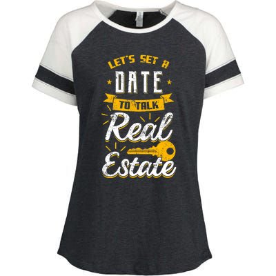 Lets Set A Date To Talk Real Estate Agent Broker Enza Ladies Jersey Colorblock Tee