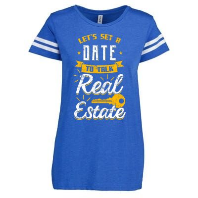 Lets Set A Date To Talk Real Estate Agent Broker Enza Ladies Jersey Football T-Shirt