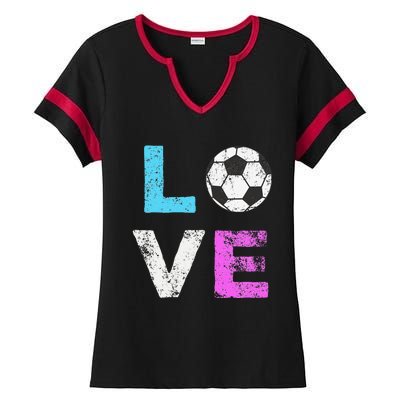 Love Soccer American Team Fan Gift Ladies Halftime Notch Neck Tee