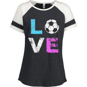 Love Soccer American Team Fan Gift Enza Ladies Jersey Colorblock Tee