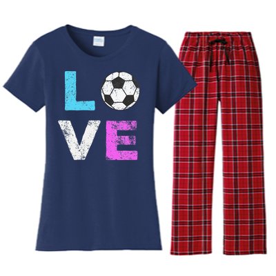 Love Soccer American Team Fan Gift Women's Flannel Pajama Set