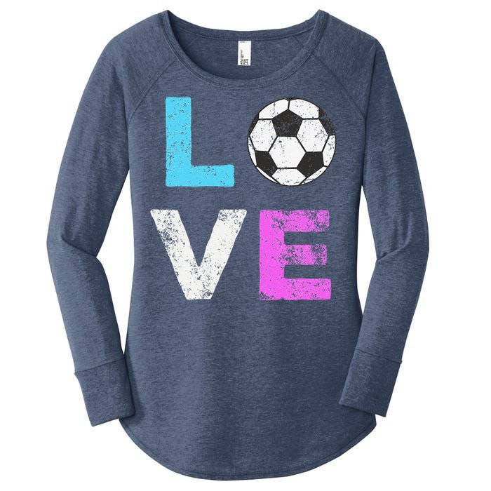 Love Soccer American Team Fan Gift Women's Perfect Tri Tunic Long Sleeve Shirt