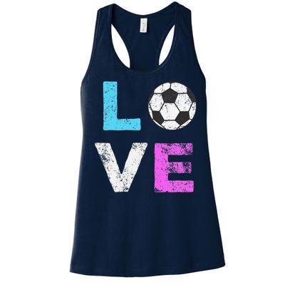 Love Soccer American Team Fan Gift Women's Racerback Tank