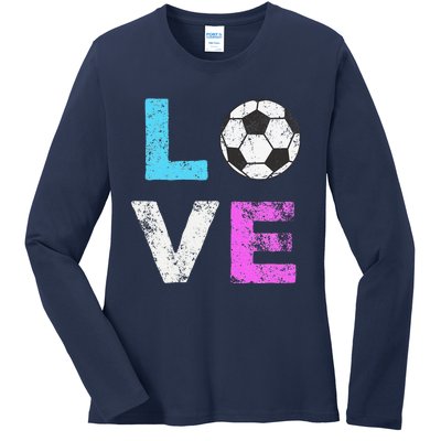 Love Soccer American Team Fan Gift Ladies Long Sleeve Shirt