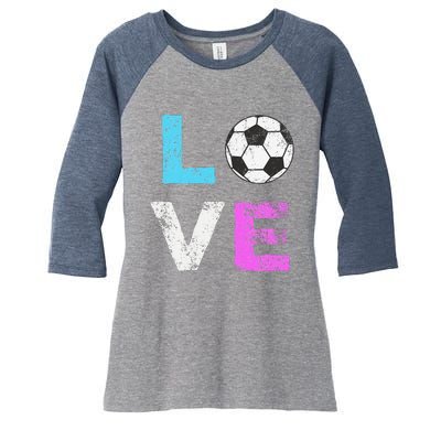 Love Soccer American Team Fan Gift Women's Tri-Blend 3/4-Sleeve Raglan Shirt