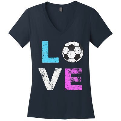 Love Soccer American Team Fan Gift Women's V-Neck T-Shirt