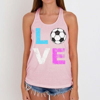 Love Soccer American Team Fan Gift Women's Knotted Racerback Tank