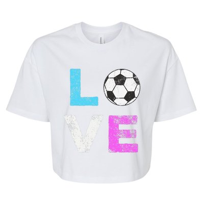 Love Soccer American Team Fan Gift Bella+Canvas Jersey Crop Tee