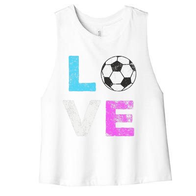 Love Soccer American Team Fan Gift Women's Racerback Cropped Tank