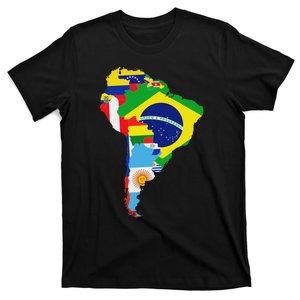 Latin South America Continent Map Flags T-Shirt