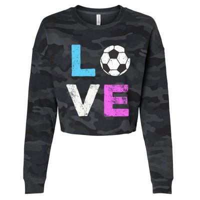 Love Soccer American Team Fan Gift Cropped Pullover Crew