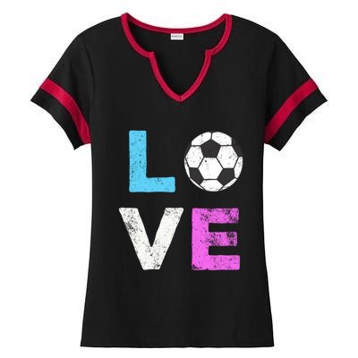 Love Soccer American Team Fan Gift Ladies Halftime Notch Neck Tee