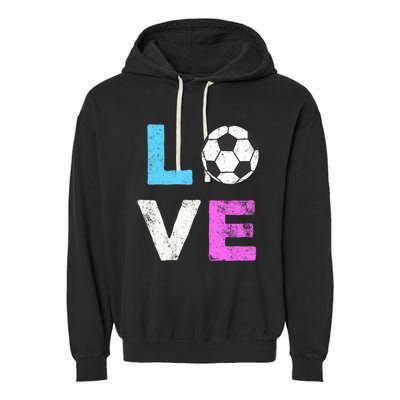 Love Soccer American Team Fan Gift Garment-Dyed Fleece Hoodie