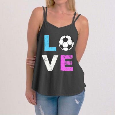 Love Soccer American Team Fan Gift Women's Strappy Tank