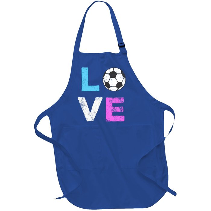 Love Soccer American Team Fan Gift Full-Length Apron With Pockets