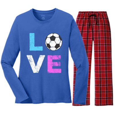 Love Soccer American Team Fan Gift Women's Long Sleeve Flannel Pajama Set 