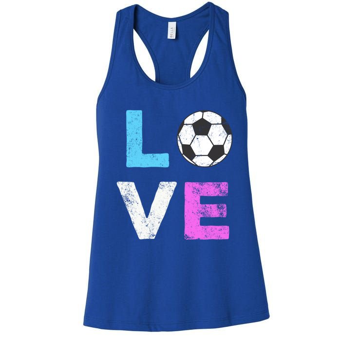 Love Soccer American Team Fan Gift Women's Racerback Tank