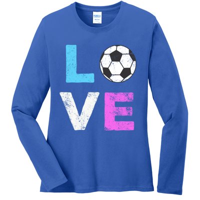 Love Soccer American Team Fan Gift Ladies Long Sleeve Shirt