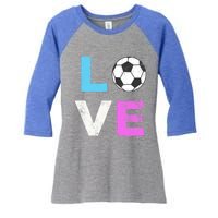 Love Soccer American Team Fan Gift Women's Tri-Blend 3/4-Sleeve Raglan Shirt