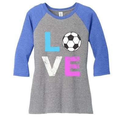 Love Soccer American Team Fan Gift Women's Tri-Blend 3/4-Sleeve Raglan Shirt